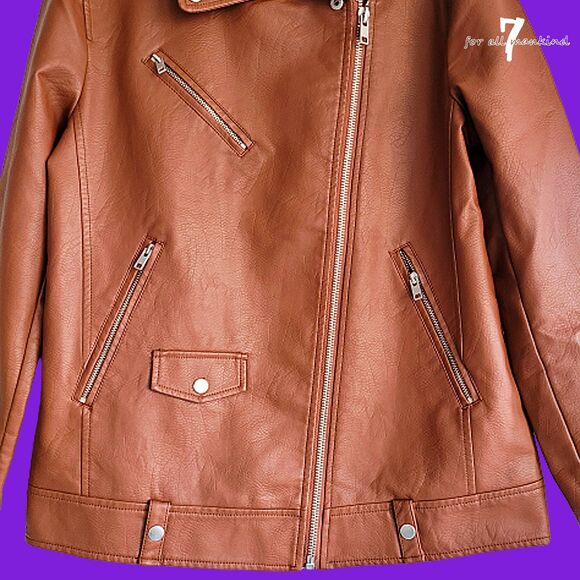 7 for All Mankind NEW Y2K Oversize Various Zippers Faux Leather Jacket M - Picture 4 of 12